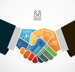 商务团队合作信息图矢量素材 高效沟通与协作的视觉工具